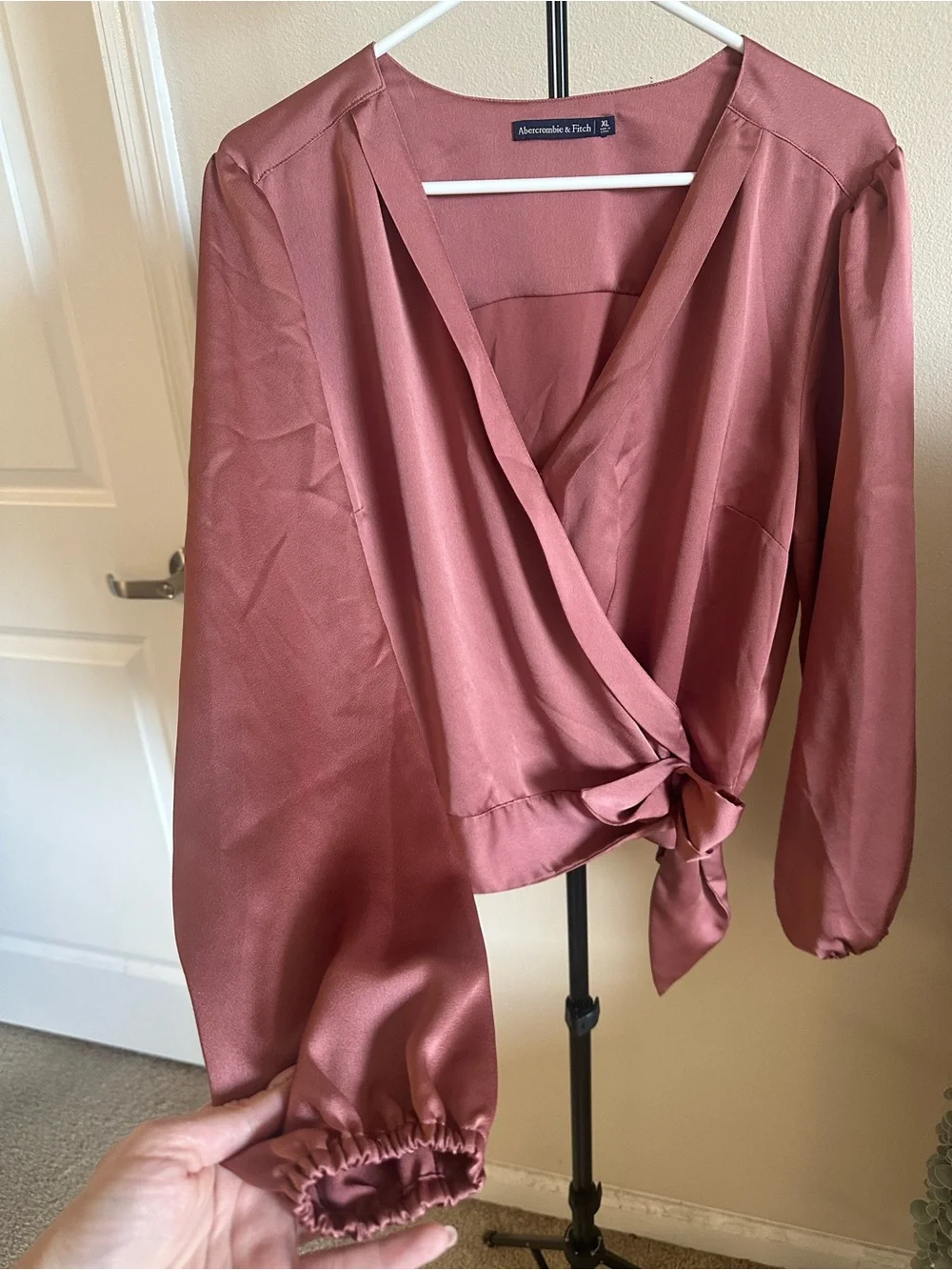 Abercrombie & Fitch Dusty Rose Satin Wrap Chemise
